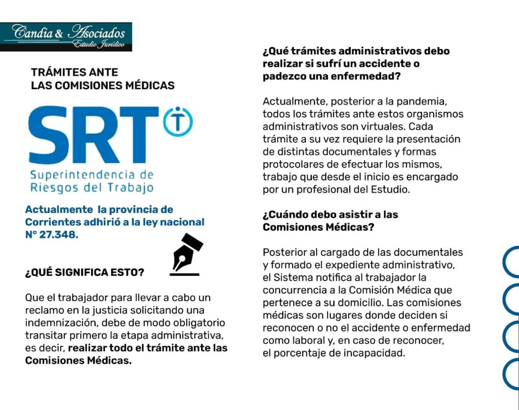 TRÁMITES ANTE LAS COMISIONES MÉDICAS (SRT) – Política de acompañamiento.